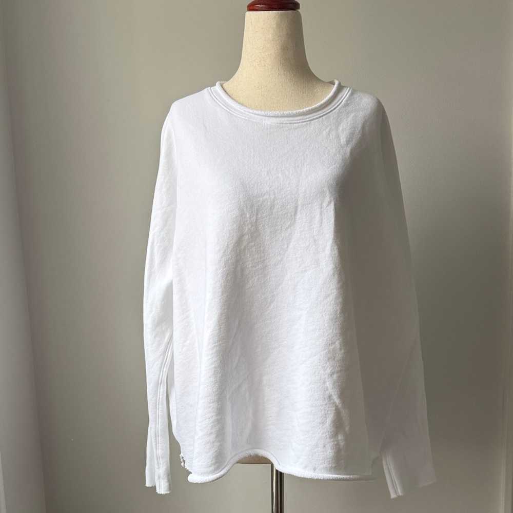 Frank & Eileen White Crewneck Sweatshirt Oversized Sweater Minimalist Neutral